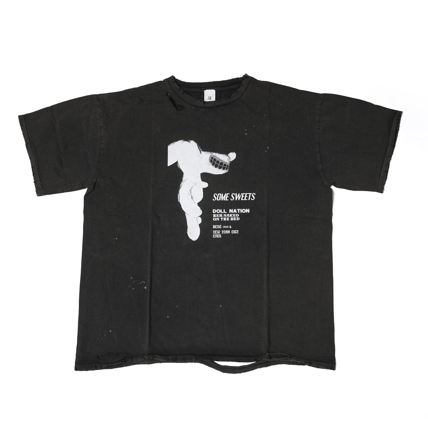 "SOME SWEET" TUBE BLACK T-Shirts DAMAGE WASH