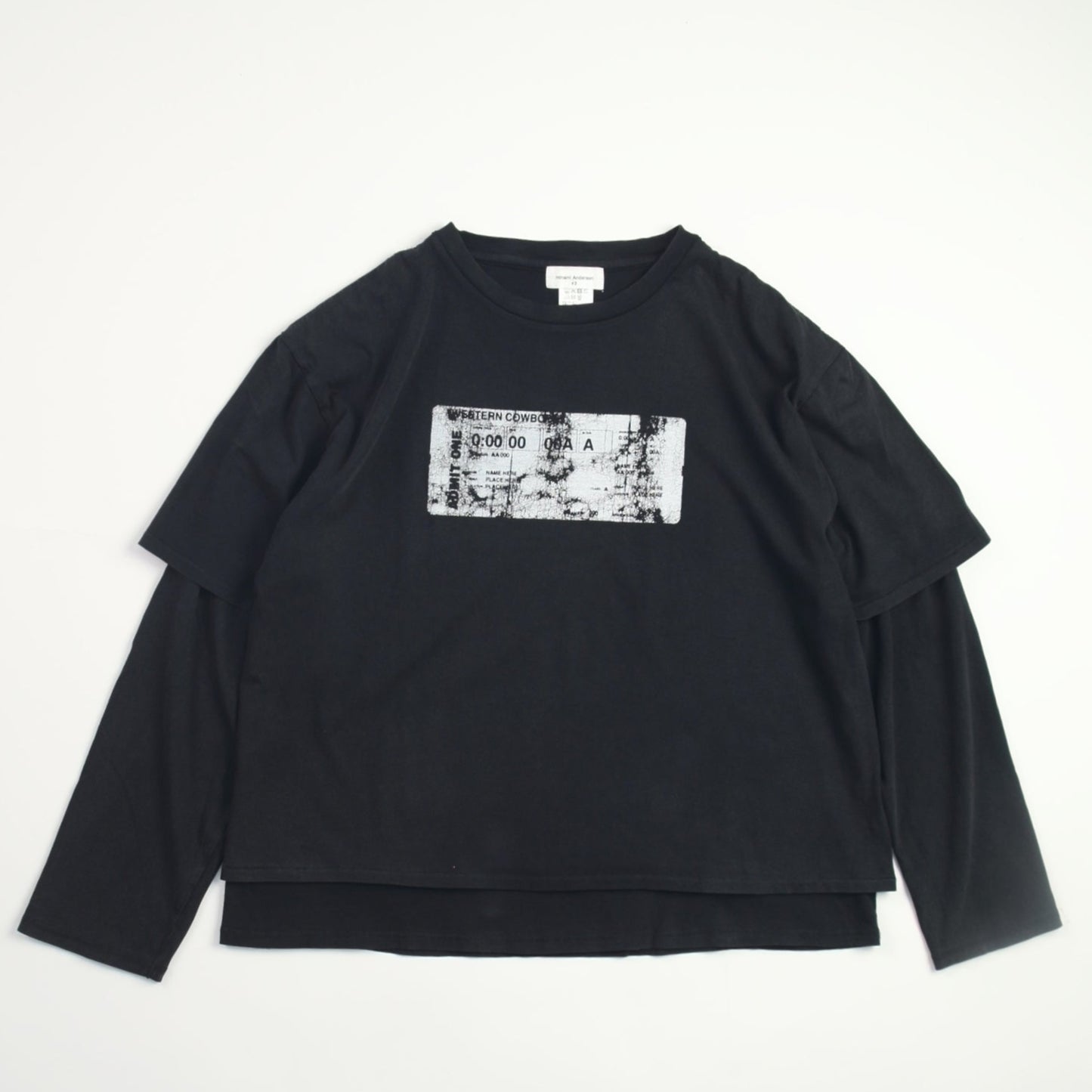 TEXAS Asid Black Layered L/S-Shirts