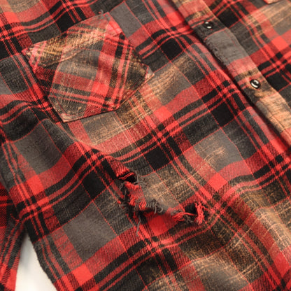 Bleach Out Check Work Shirts