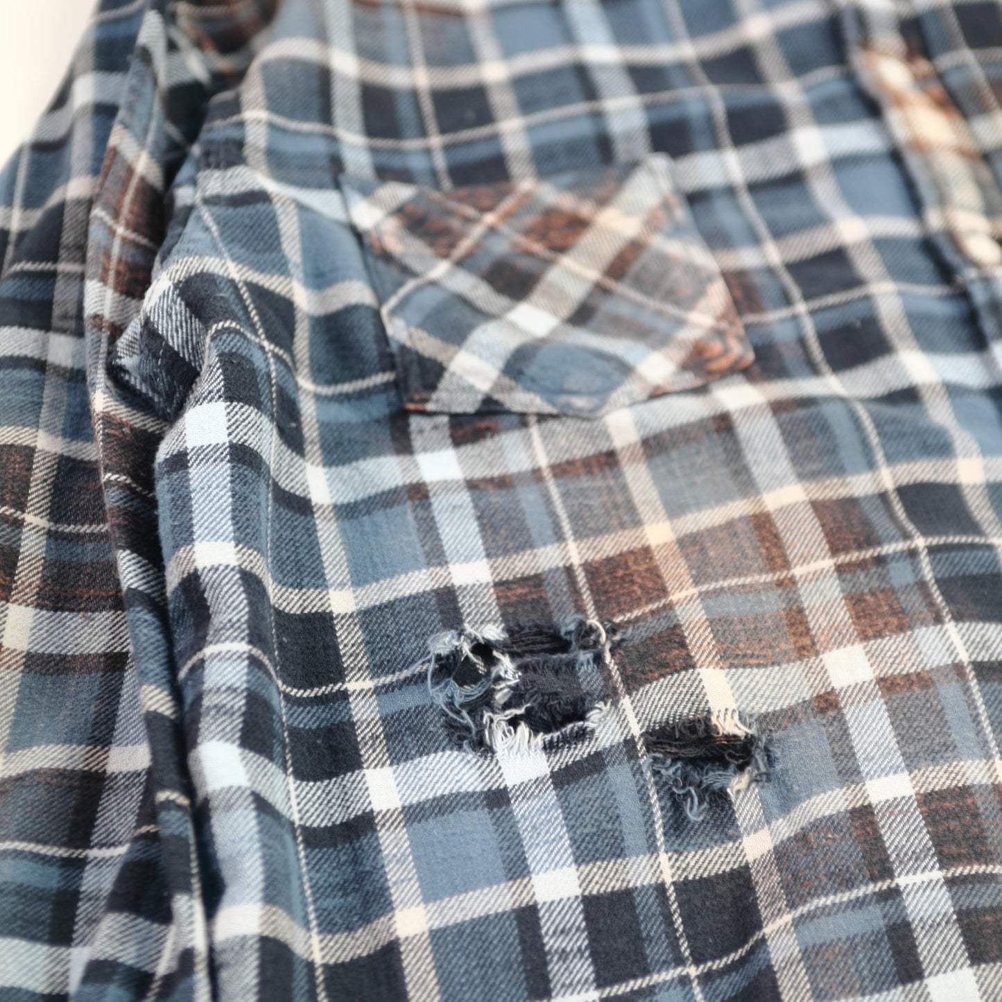 Bleach Out Work Check Shirts