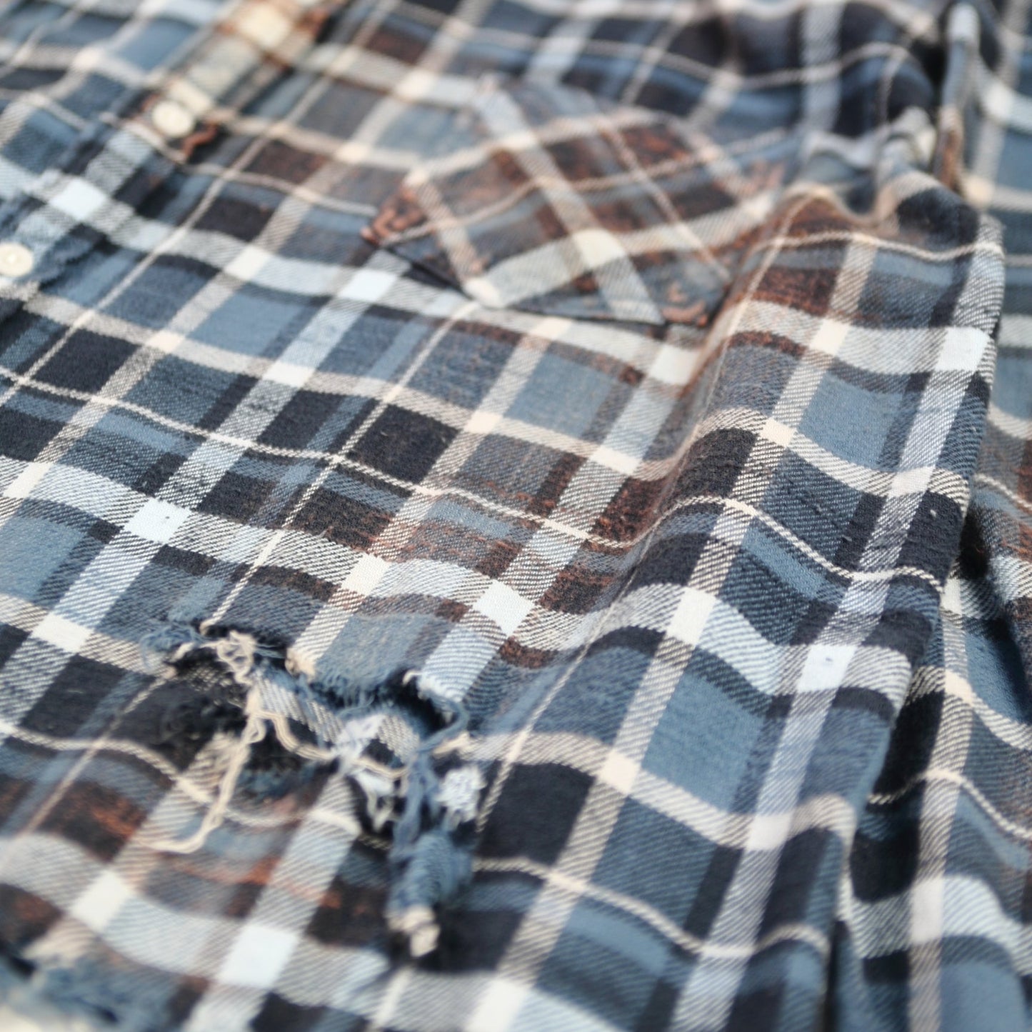 Bleach Out Work Check Shirts