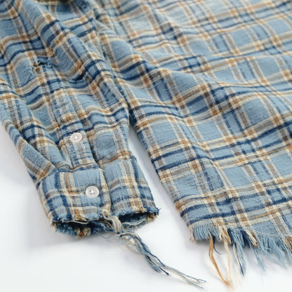 Gradient Bleach Flannel Check Shirt　