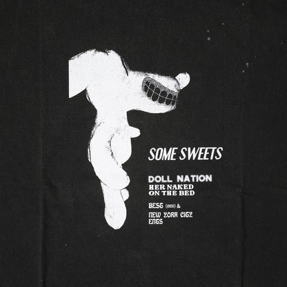 "SOME SWEET" TUBE BLACK T-Shirts DAMAGE WASH