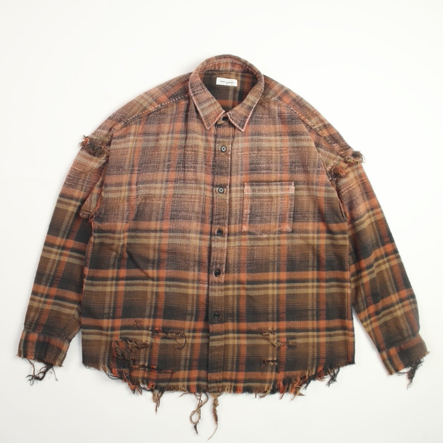 Gradient Bleach Flannel Check Shirt　