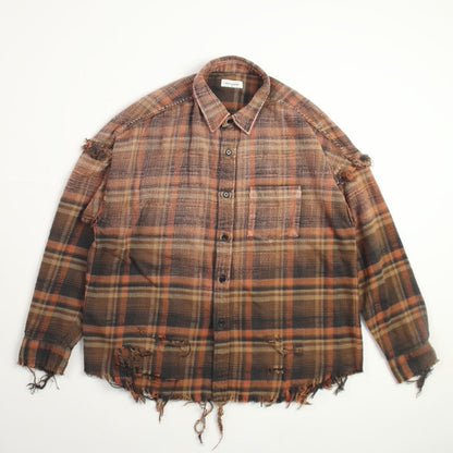 Gradient Bleach Flannel Check Shirt　