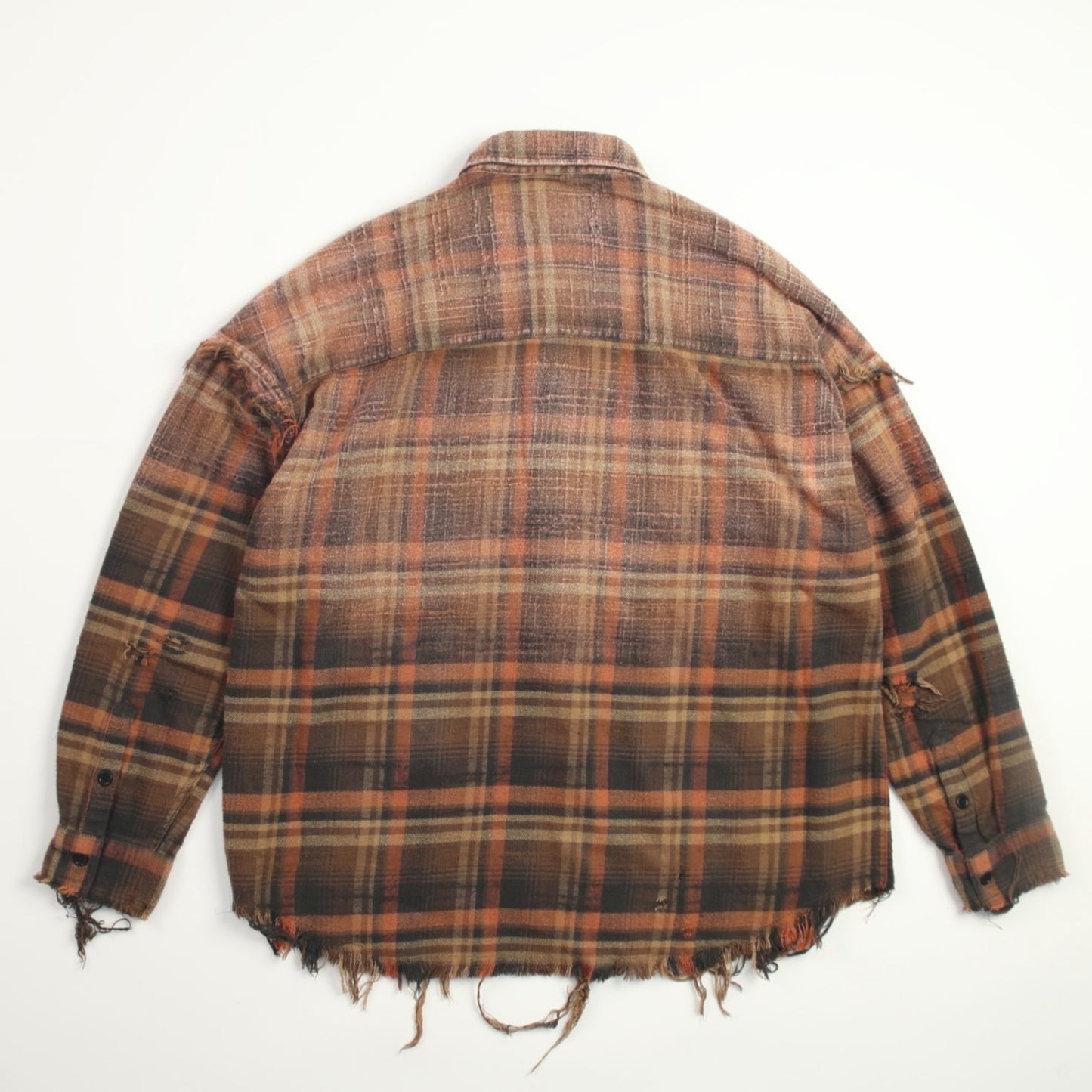 Gradient Bleach Flannel Check Shirt　
