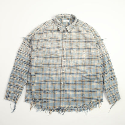 Gradient Bleach Flannel Check Shirt　