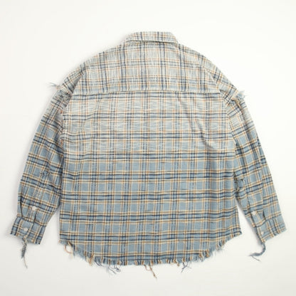 Gradient Bleach Flannel Check Shirt　